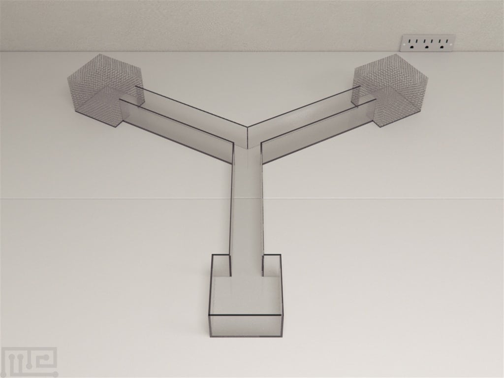 Mazeengineers modification of the Y maze includes two removable rectangular wire grid cages for social interaction