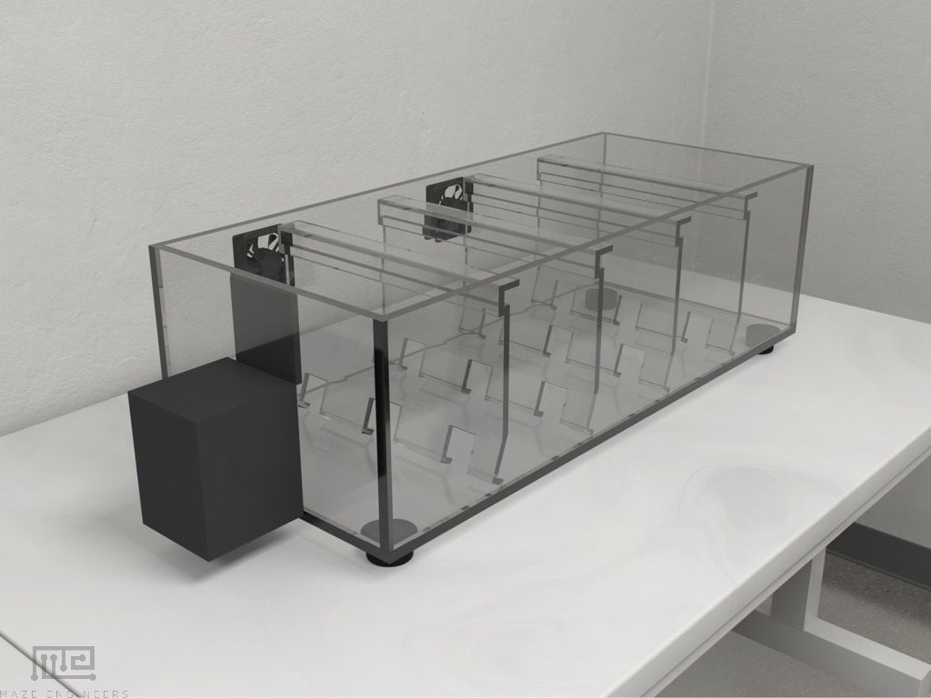 The Repeated Acquisition and Performance Chamber from MazeEngineers (RAPC for short) is an acrylic device with a start and end goal box