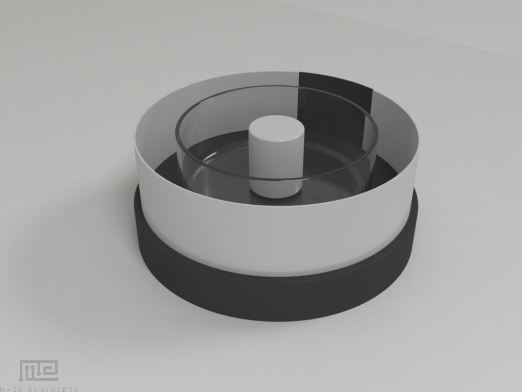 Zebrafish Rotation test apparatus is a circular container with transparent walls surrounded by a rotating acrylic drum