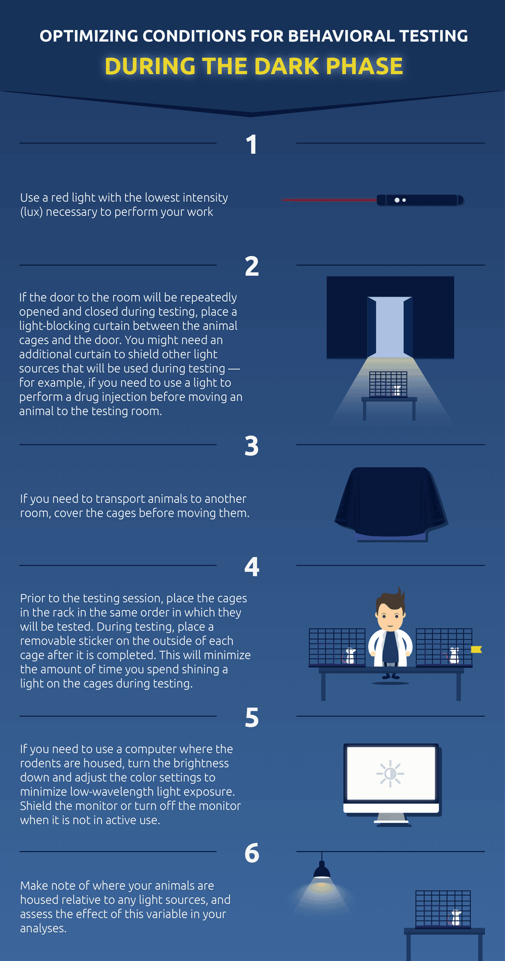 conditions for testing mice during dark phase