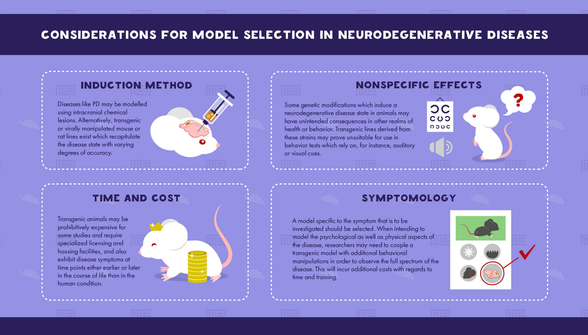 Considerations for Model Selection in neurodegenerative disease model