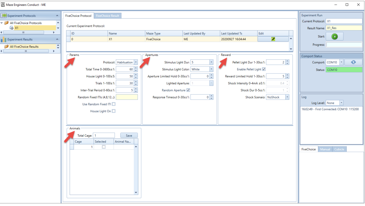 Conductor software for five choice serial reaction time task 5CSRTT